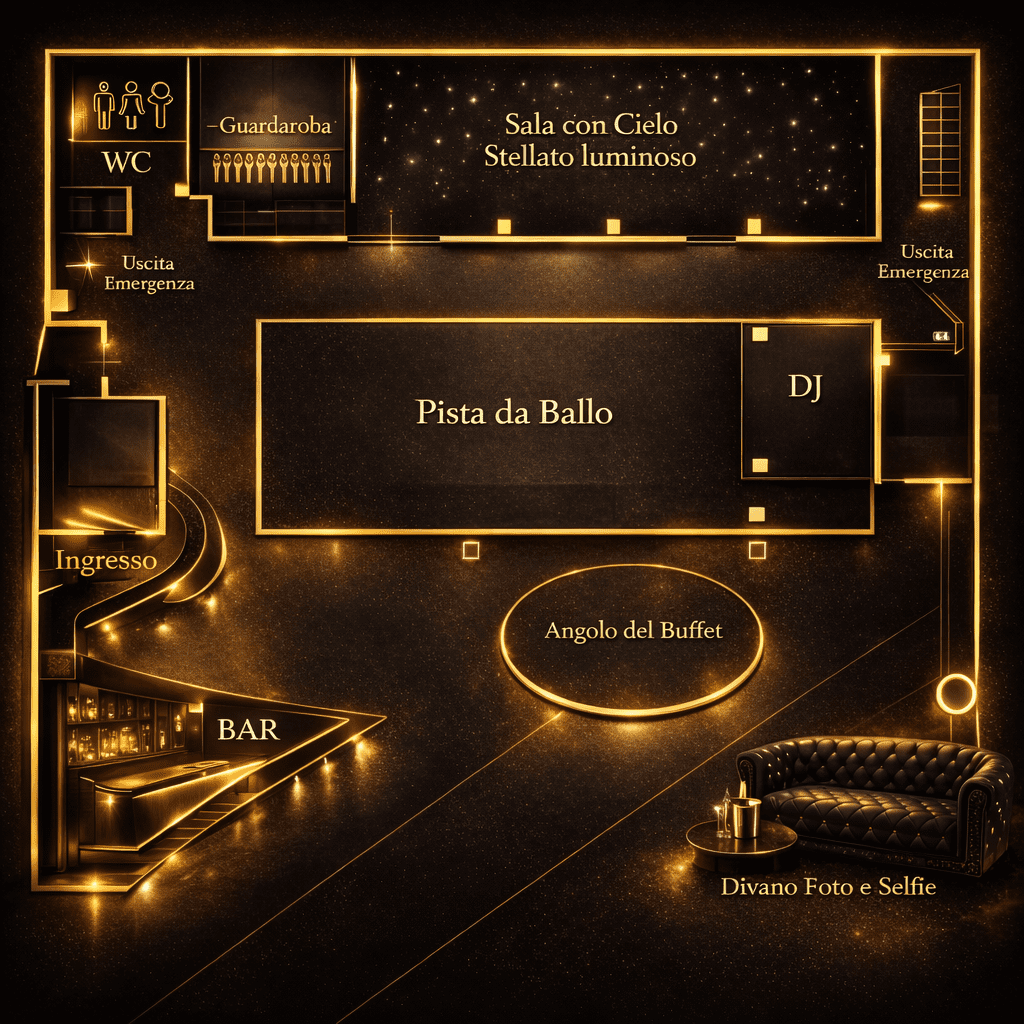 Planimetria 747 Disco location feste private roma
